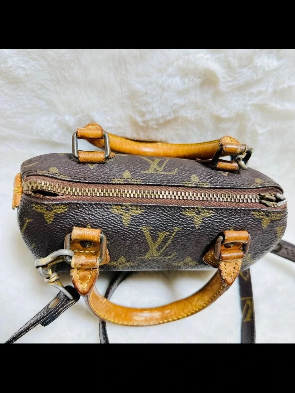 Louis Vuitton Monogram Crossbody Mini Bag with Vachetta Handles